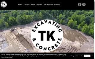 TK Excavating & Concrete website