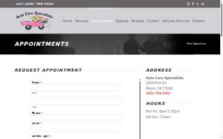 Auto Care Specialists website