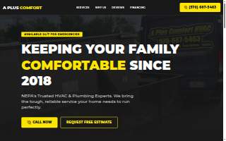 A Plus Comfort HVAC website