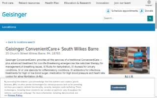 Geisinger ConvenientCare+ South Wilkes Barre website