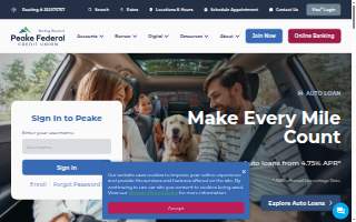 Peake Federal Credit Union website
