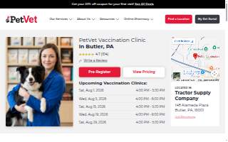 PetVet Vaccination Clinic of Butler website