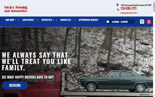 Nick's Towing and Auto website