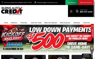 Burns Buy Here Pay Here of Rock Hill website