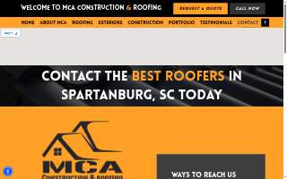 MCA Construction & Roofing website