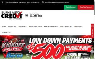 Burns Buy Here Pay Here of Spartanburg website