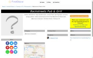 Backstreets Pub & Grill website