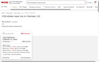 CVS Pharmacy of Clemson website