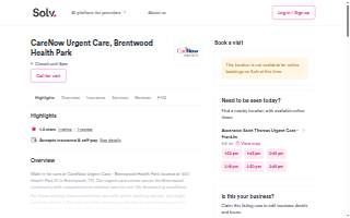 CareNow Urgent Care - Brentwood Health Park website