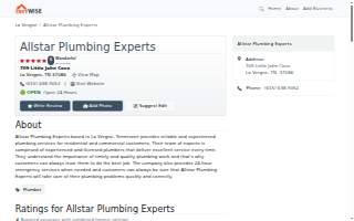 Allstar Plumbing Experts website