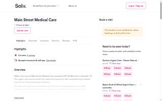Main Street Medical Care website