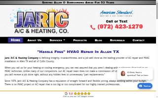 JARIC AC and Heating Co. website