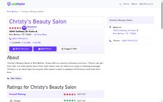 Christy's Beauty Salon website
