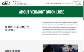Vermont Quick Lube and Car Wash website