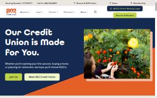 802 Credit Union of South Burlington website