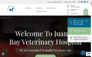Juanita Bay Veterinary Hospital website