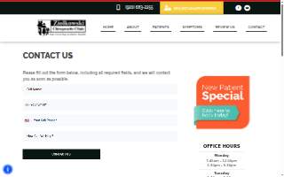 Ziolkowski Chiropractic Clinic website