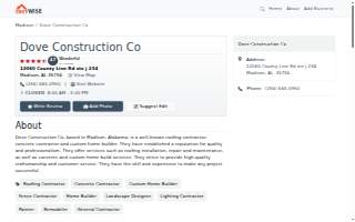 Dove Construction Co website