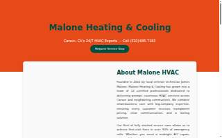 Malone Heating & Cooling website