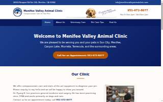 Menifee Valley Animal Clinic website