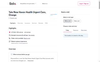 Yale New Haven Health Urgent Care Orange website