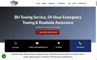 BH Towing Services website