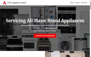 A Plus Appliance Repair website