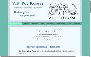 VIP Pet Resort website