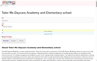 Tutor Me Daycare Academy and Elementary school website