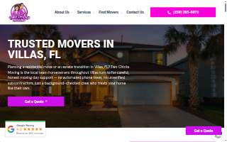 Two Chicks Moving website