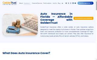 GoldenTrust Insurance Kendall website