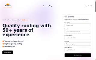 Skye Roofing Florida website