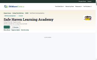 Safe Haven Learning Academy website