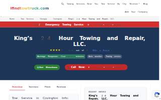 King's 24 Hour Towing and Repair website