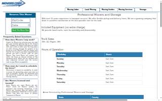 Professional Movers & Storage website