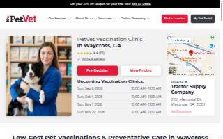 PetVet Vaccination Clinic website