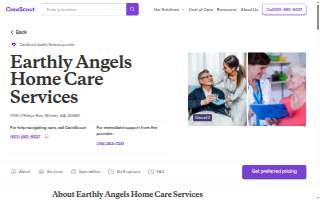 Earthly Angels Home Care Services website