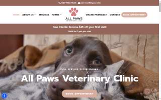 All Paws Veterinary Clinic website