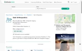 OAK Orthopedics - Frankfort website
