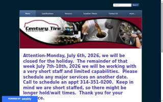 Century Tire & Auto Service website