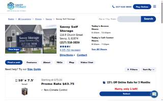 Savoy Self Storage website