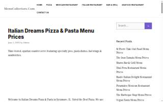 Italian Dreams Pizza & Pasta website