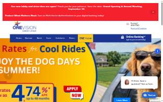 One Vision Federal Credit Union website