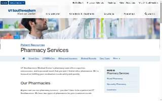 UT Southwestern University Hospital Retail Pharmacy website