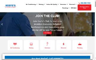 Keefe's Air Conditioning Heating Electrical Generator & Plumbing website