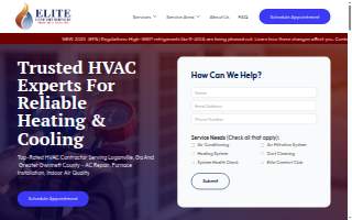 Elite Comfort Heating and Air Conditioning website