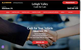 Lehigh Valley Cash for Cars website