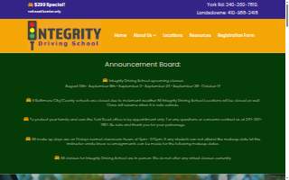 Integrity Driving School website