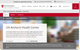 UH Amherst Health Center website