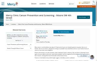 Mercy Clinic Cancer Prevention and Screening - Moore SW 4th Street website